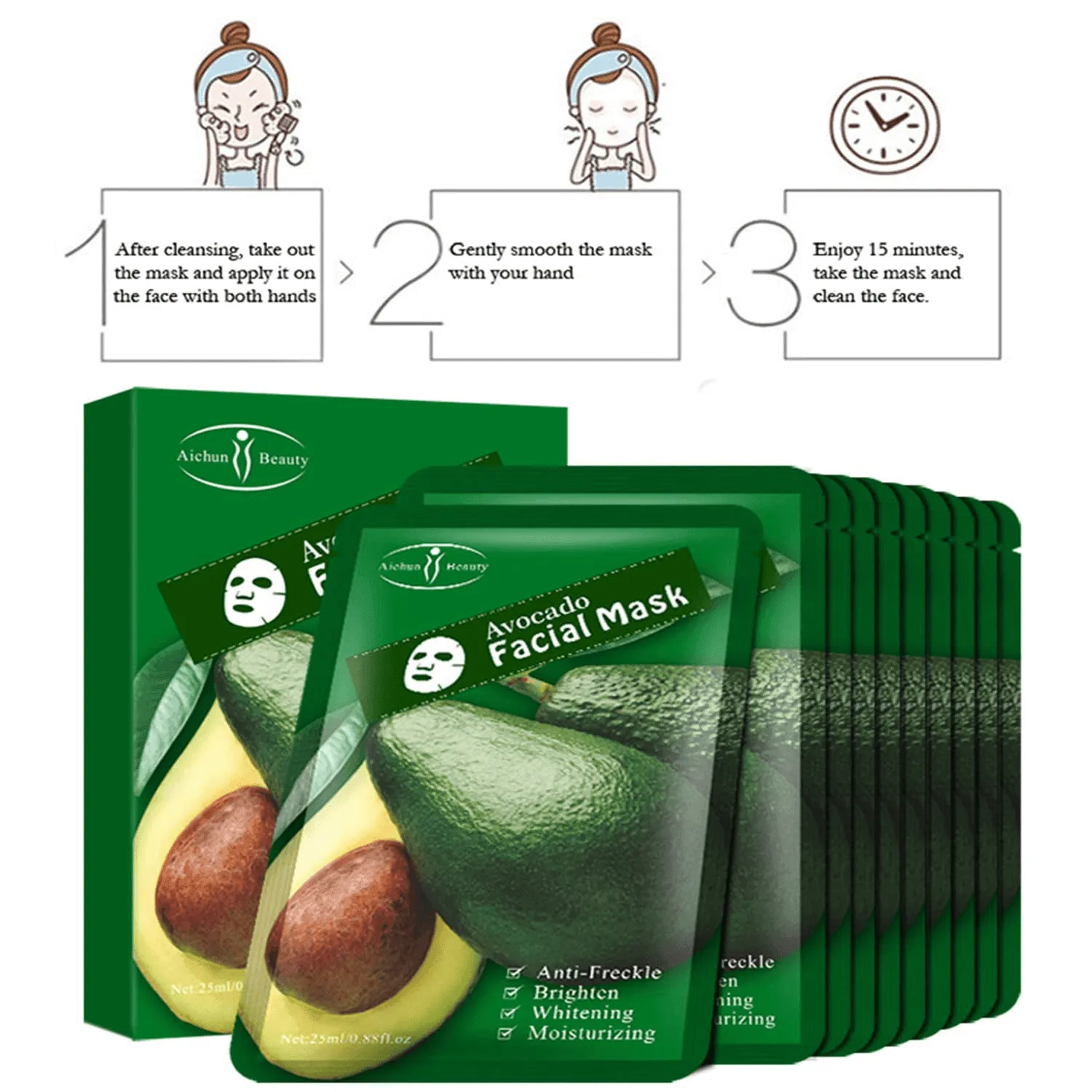 Aichun Beauty Acocado Facial Mask - 3pcs