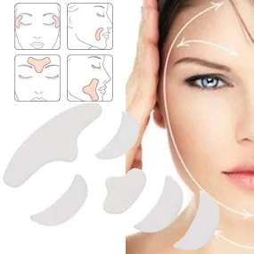 Anti Wrinkle Silicone Patch Pad, 6Pcs Reusable Forehead Eye Chin Face Patch, Skin Lifting Treatment and Prevention of Wrinkles Tools, Reusable Face Smoothing Tape