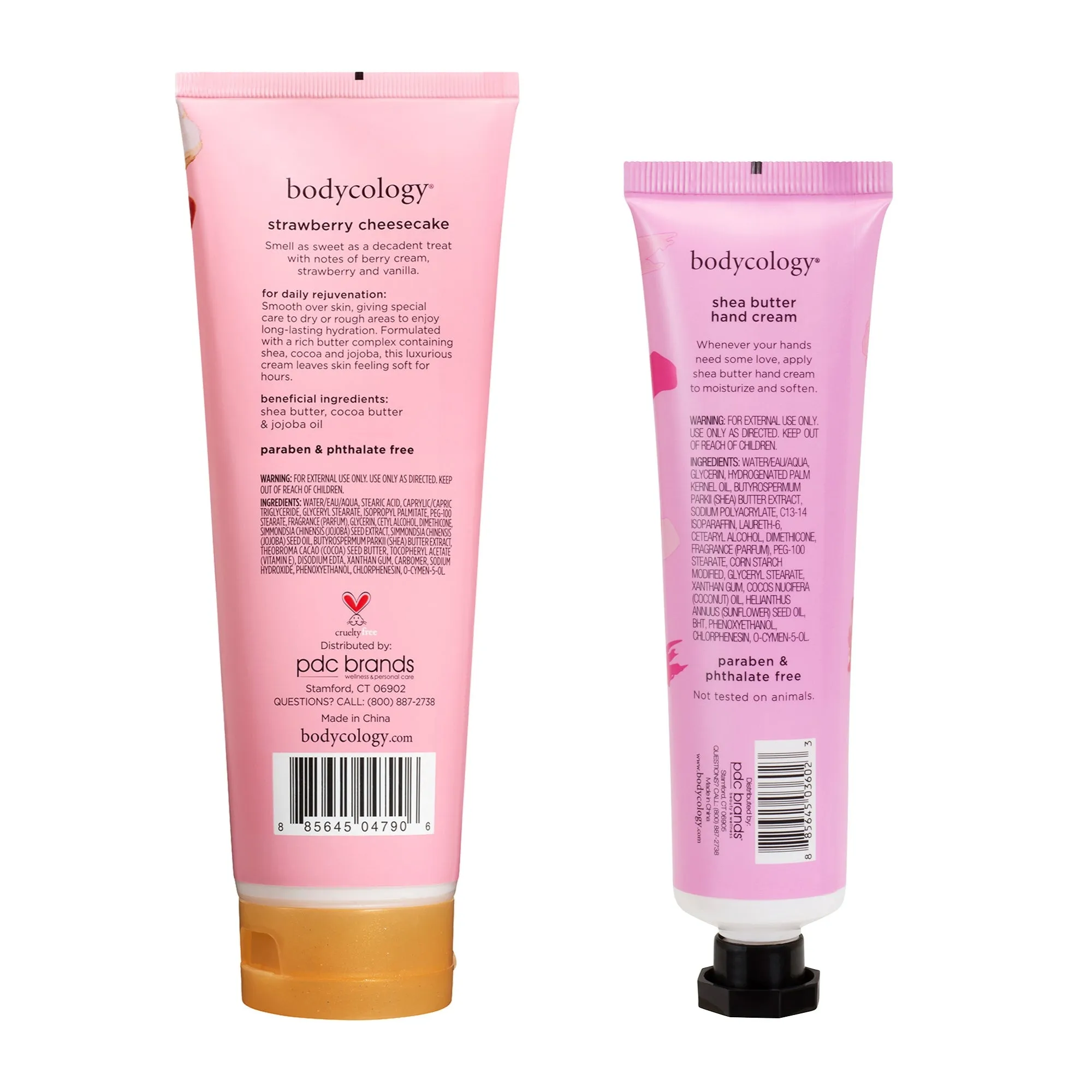 Bodycology Strawberry Cheesecake Body Cream & Sweet Love Hand Cream | Paraben & Phthalete Free, Cruelty Free - Combo of 2
