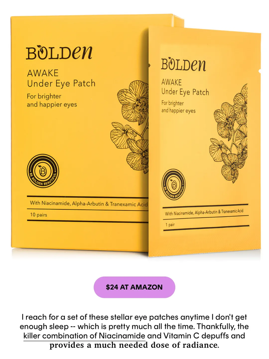 Bolden AWAKE Under Eye Patches | De-Puffing & Brightening for Tired Eyes