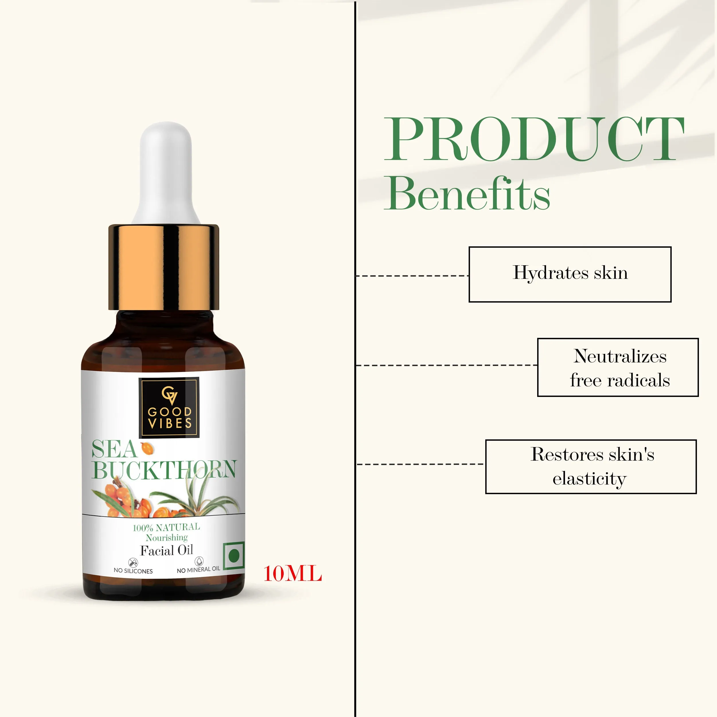 Good Vibes 100% Natural Sea Buckthorn Nourishing Facial Oil (10 ml)