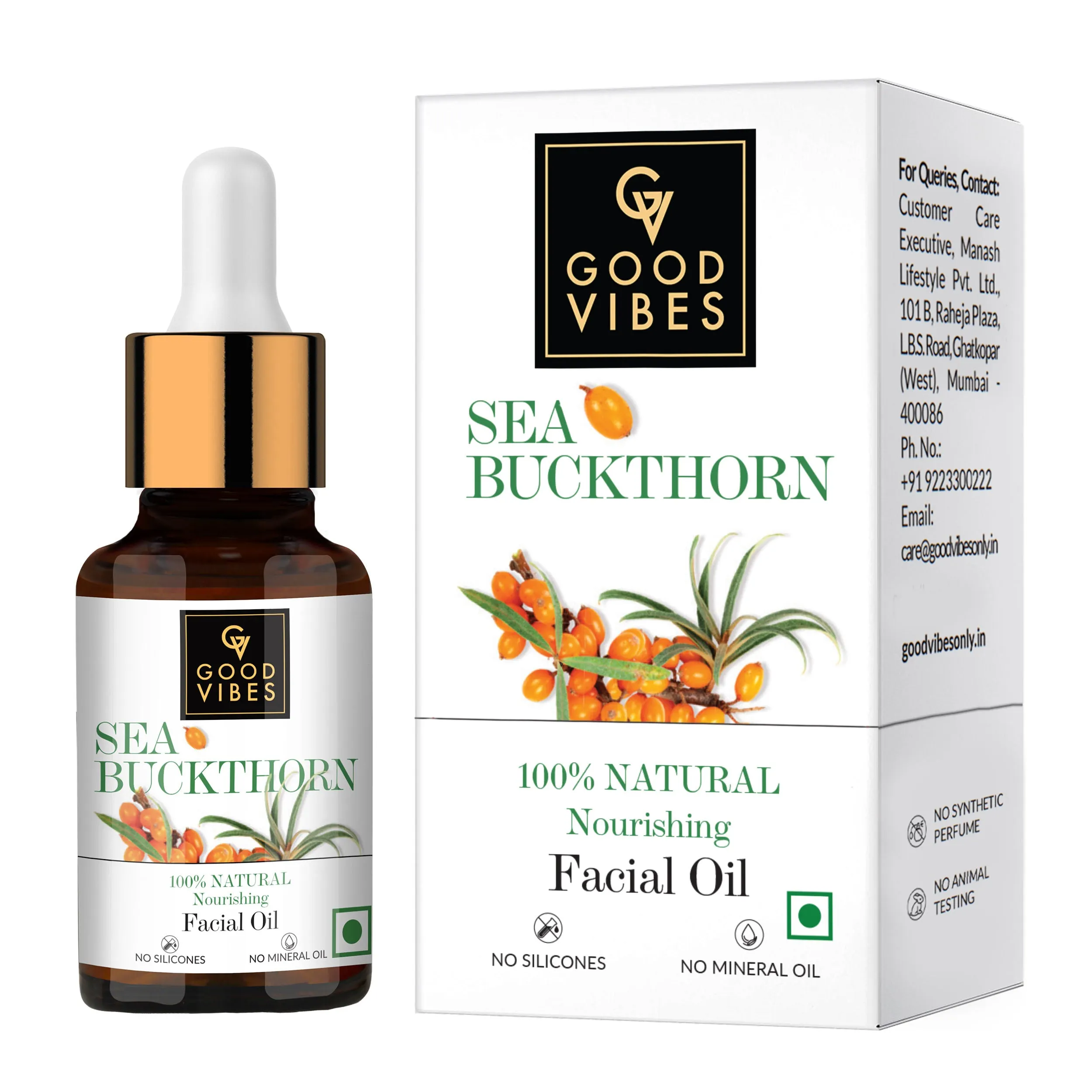 Good Vibes 100% Natural Sea Buckthorn Nourishing Facial Oil (10 ml)
