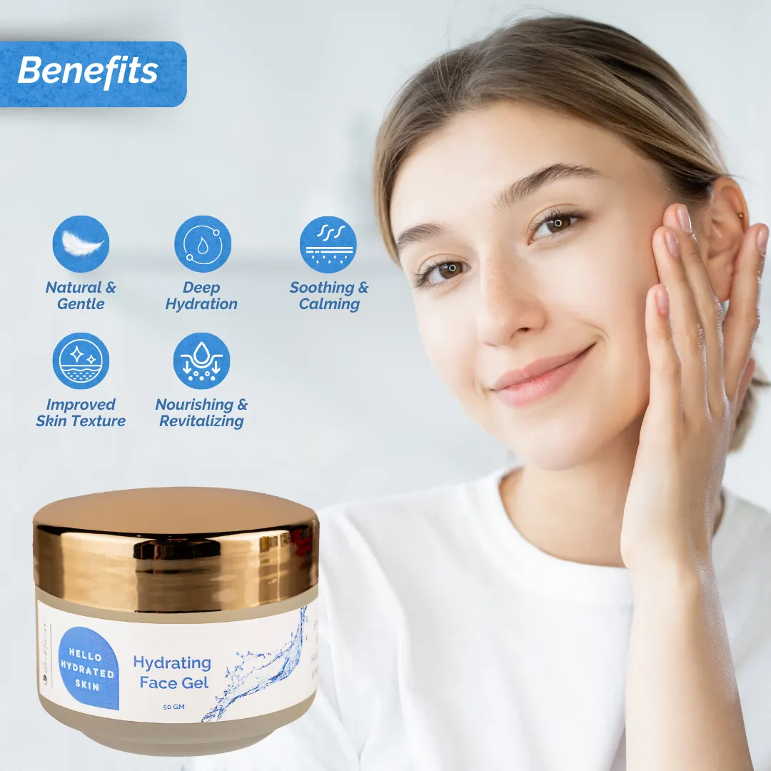 Hydrating Duo- Gentle Skin Cleanser &  Hydrating Face Gel Moisturiser, Sensitive Skin Friendly, Plant Based, For Refreshing & Glowing Skin- Face Gel 50gm and Gentle Skin Cleanser 100ml