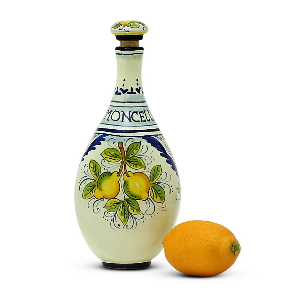 LIMONCELLO: Limoncello Bottle with Stopper Blue design [SECOND]
