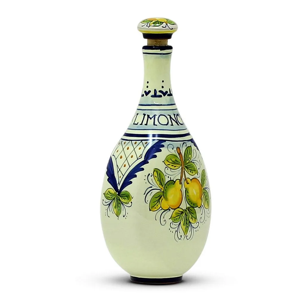 LIMONCELLO: Limoncello Bottle with Stopper Blue design [SECOND]