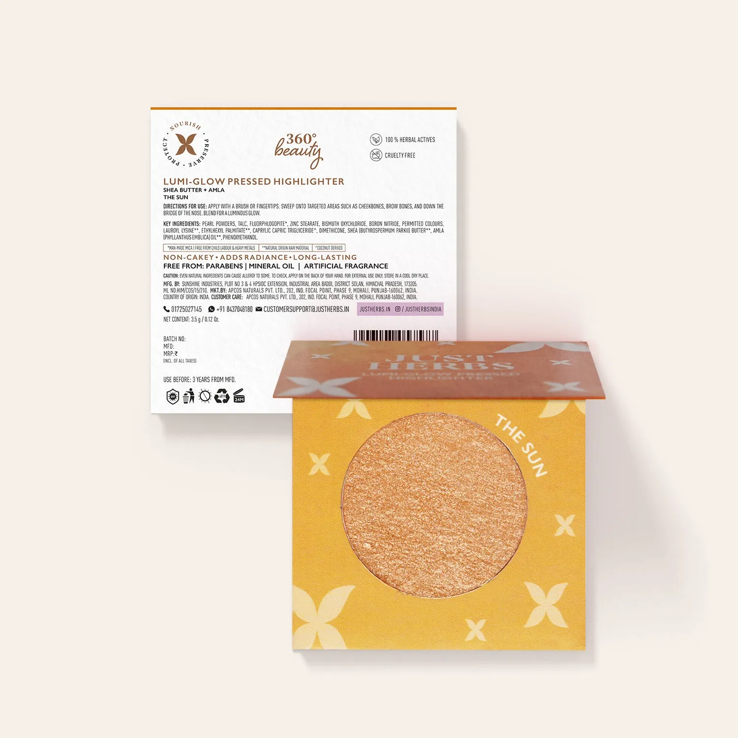 Lumi-glow Pressed Highlighter with Shea Butter and Amla - The Sun