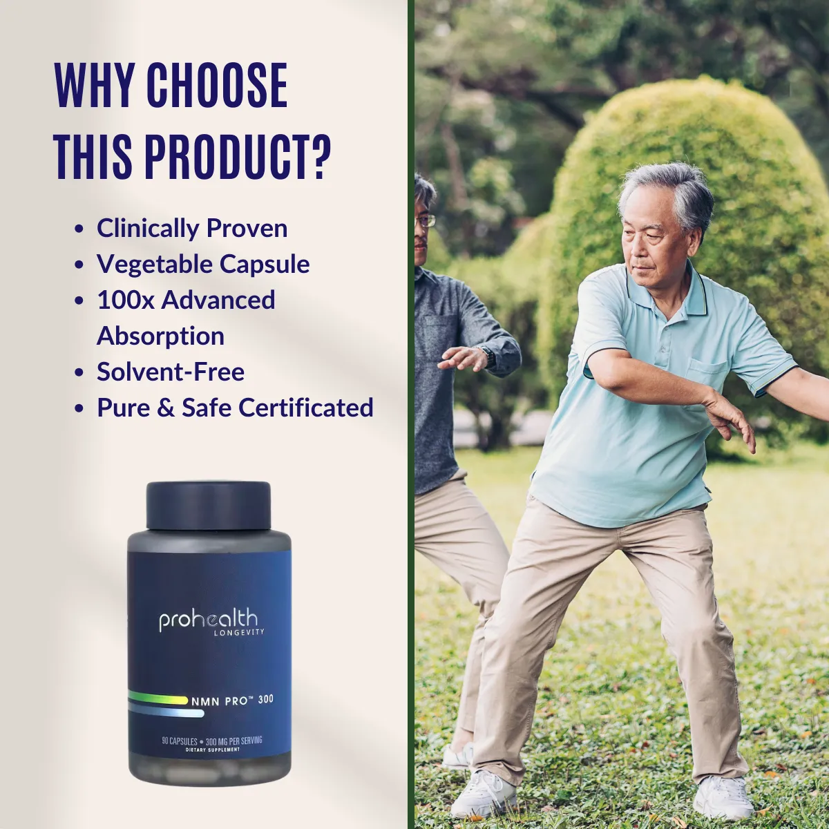 ProHealth Longevity, NMN Pro 300, Anti Aging, Improved Brain & Cognitive Function, 300 mg, 90 Capsules