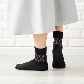 Smooth-heel socks double-layer wool blend [Nordic-themed] - 746