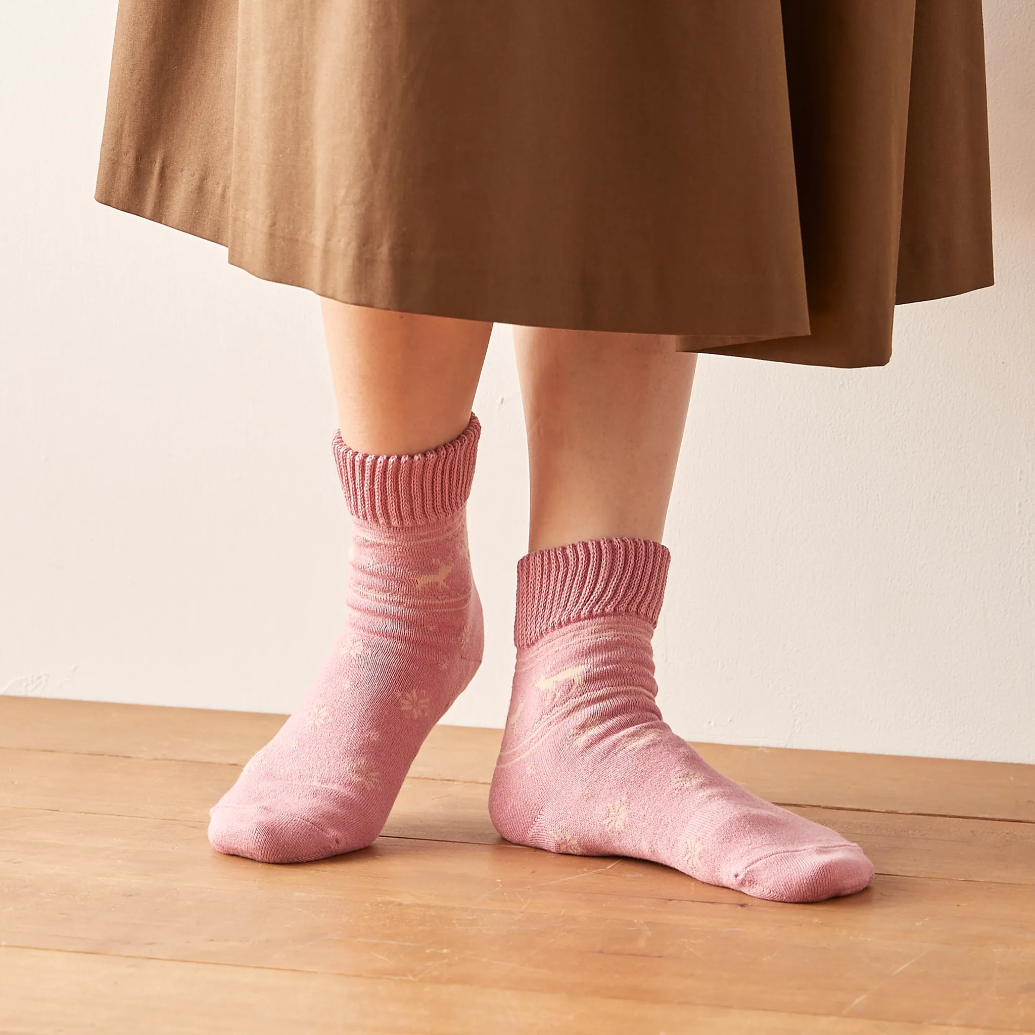 Smooth-heel socks double-layer wool blend [Nordic-themed] - 746