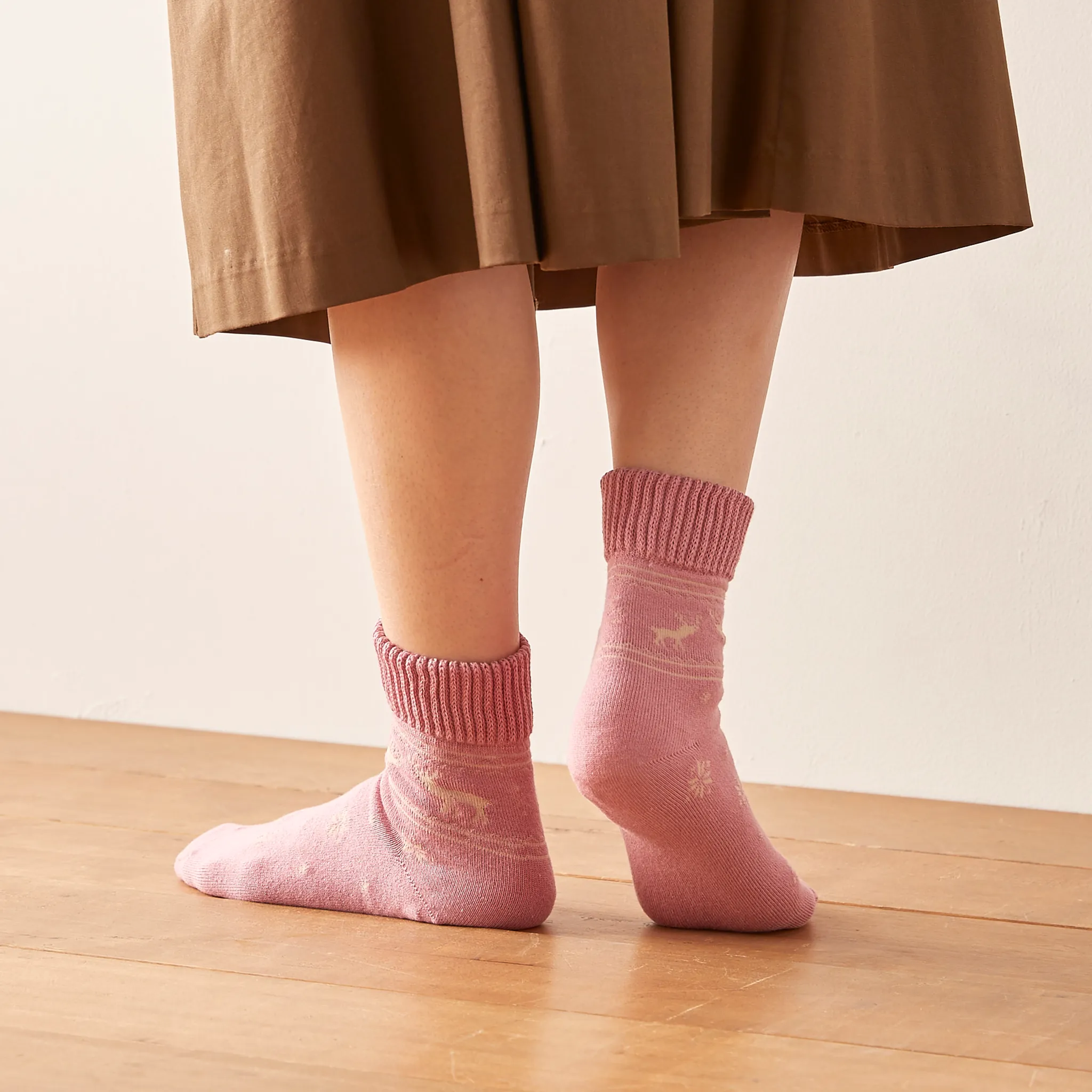 Smooth-heel socks double-layer wool blend [Nordic-themed] - 746