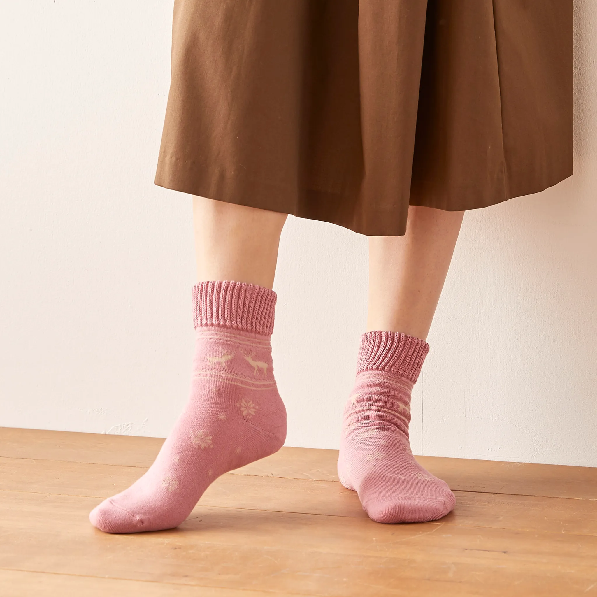 Smooth-heel socks double-layer wool blend [Nordic-themed] - 746