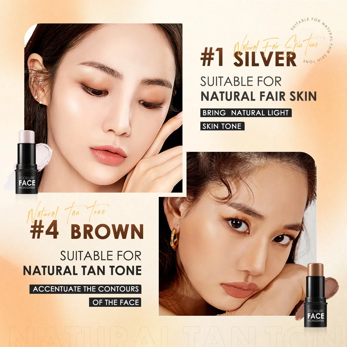Trendy Highlighter Bronzer Glitter Contour Stick